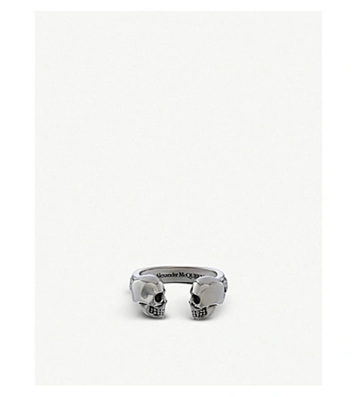 Shop Alexander Mcqueen Engraved Skull Silver Ring