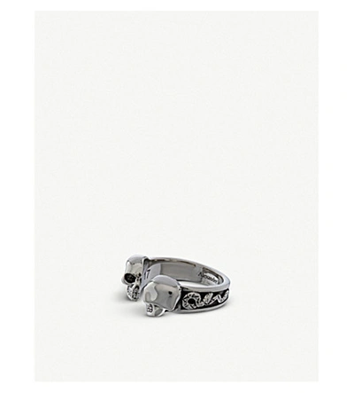 Shop Alexander Mcqueen Engraved Skull Silver Ring