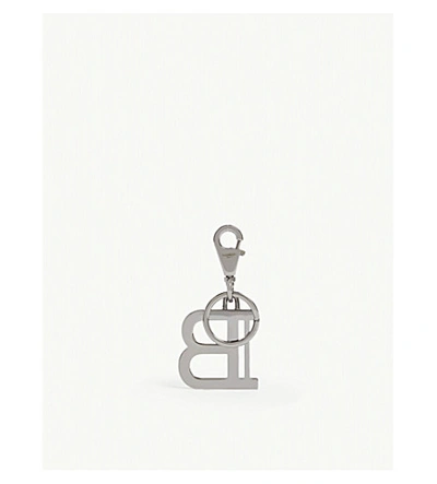 Shop Balmain Logo Metal Keyring In Noir