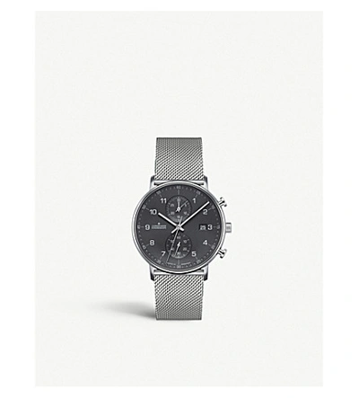 Shop Junghans 041/4877.44 Form C Stainless Steel Chronograph Watch In Silver