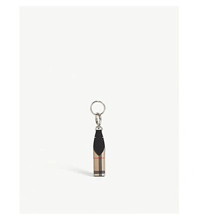 Shop Burberry Vintage Check E-canvas Keyring In Archive Beige