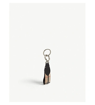 Shop Burberry Vintage Check E-canvas Keyring In Archive Beige