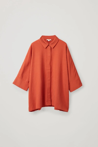 Shop Cos Draped Wide-fit Shirt In Orange