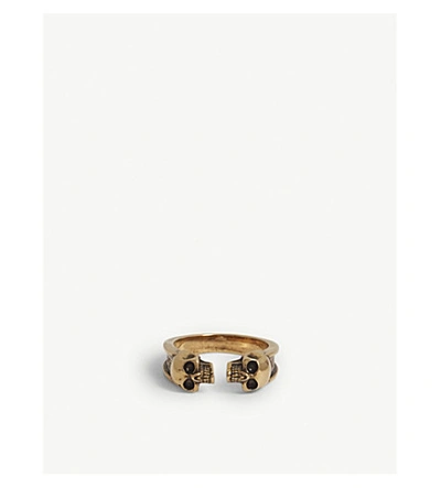 Shop Alexander Mcqueen Skull Brass Ring In Gold