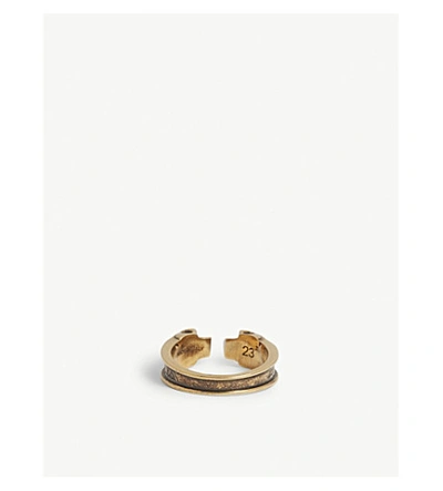 Shop Alexander Mcqueen Skull Brass Ring In Gold