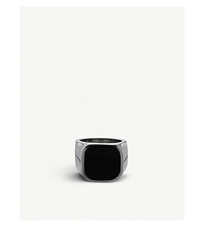 Shop Givenchy Engraved Silver-tone Signet Ring In Black Silver