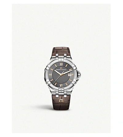 Shop Maurice Lacroix Ai1008-ss001-333-1 Aikon Stainless Steel And Leather Watch In Brown