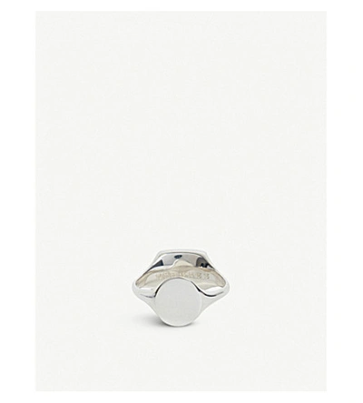 Shop Maison Margiela Double-sided Mother-of-pearl And Silver Signet Ring In Black Silver