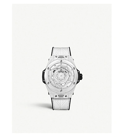 Shop Hublot 415.hx.2027.vr. Mxm19 Big Bang Unico Sang Bleu Ceramic Watch In White