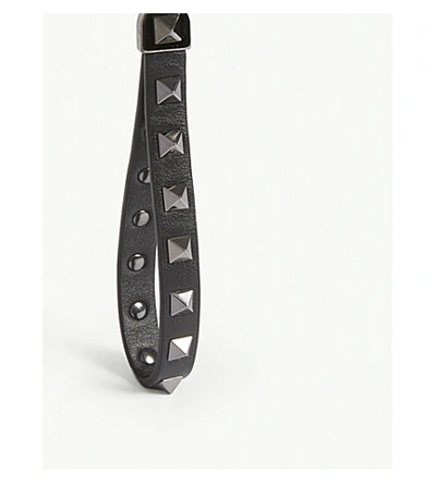 Shop Valentino Rockstuds Leather Keyring In Black