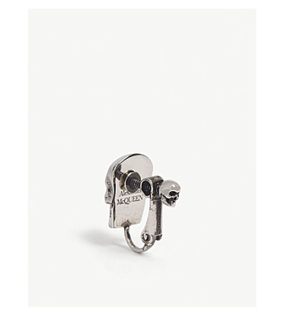 Shop Alexander Mcqueen Skull Ring Earring In Silver