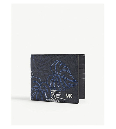 Shop Michael Kors Jet Set Leather Billfold Wallet In Baltic Blue