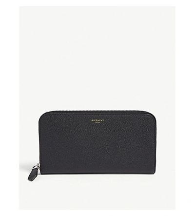 Shop Givenchy Grained Leather Zip-around Wallet In Black
