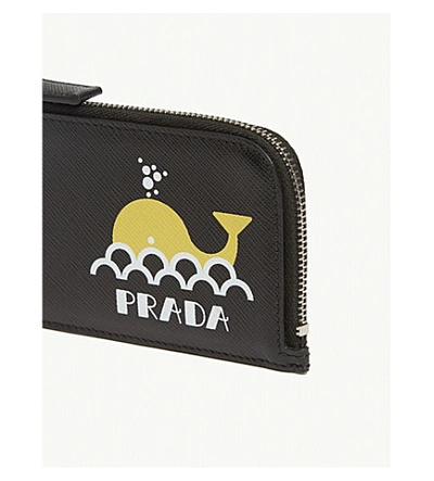Prada Whale Zipped Leather Card Holder In Black ModeSens