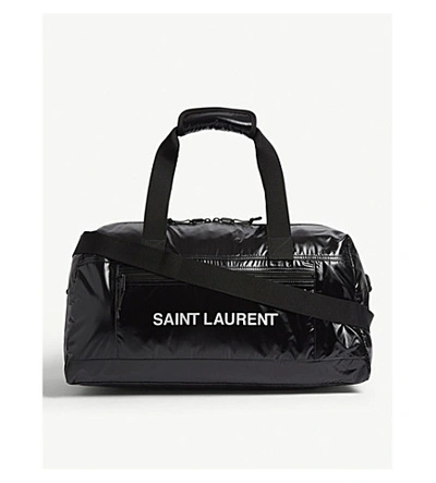Shop Saint Laurent Branded Duffle Bag In Black