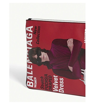 Shop Balenciaga Winter 2018 Campaign Leather Pouch In Red Blue