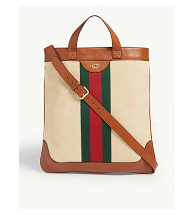 Shop Gucci Vintage Canvas Tote In Beige