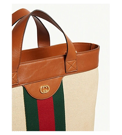 Shop Gucci Vintage Canvas Tote In Beige