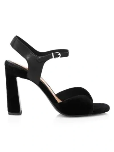 Shop Joie Okina Ankle-strap Velvet Sandals In Charcoal
