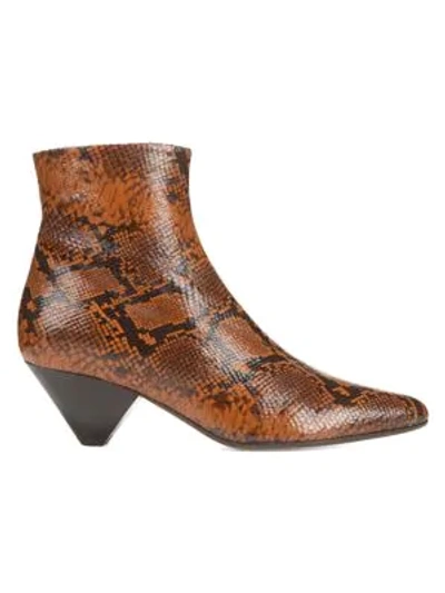Shop Vince Alder Snakeskin-embossed Leather Ankle Boots In Tan