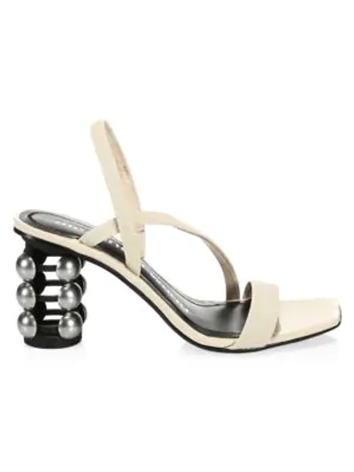 Shop Alexander Wang Deedee Cage-heel Patent Leather Slingback Sandals In Oyster