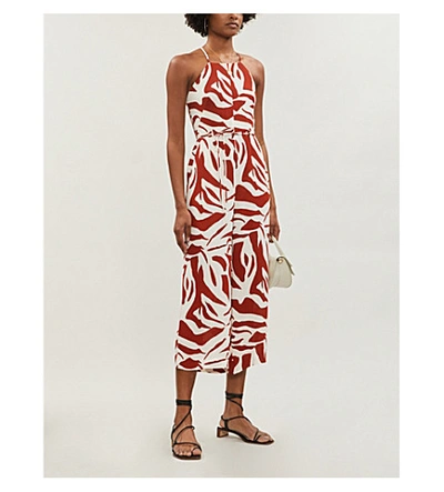 Shop Whistles Zebra-print Crepe Jumpsuit In Multi-coloured