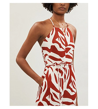 Shop Whistles Zebra-print Crepe Jumpsuit In Multi-coloured