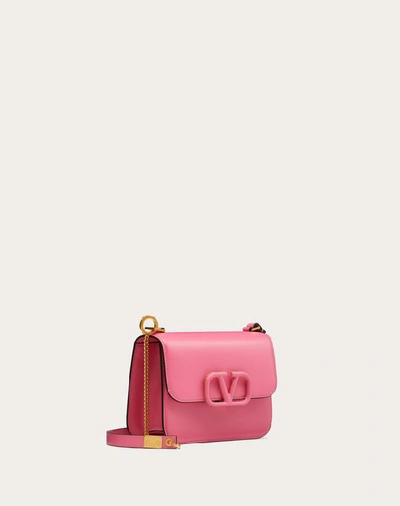 Shop Valentino Garavani Small Vsling Shiny Calfskin Shoulder Bag In Macaron