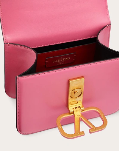 Shop Valentino Garavani Small Vsling Shiny Calfskin Shoulder Bag In Macaron