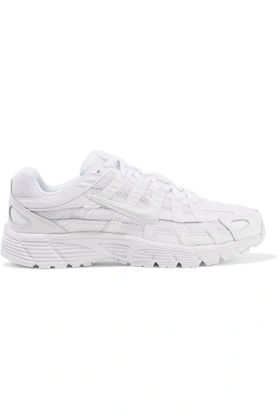 Shop Nike P-6000 Leather And Mesh Sneakers