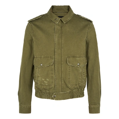 Shop Saint Laurent Olive Cotton-blend Jacket