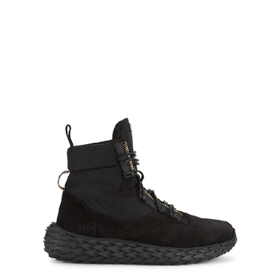 Shop Giuseppe Zanotti Urchin Black Canvas Hi-top Sneakers