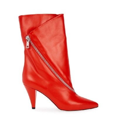 Shop Givenchy Police 80 Red Leather Boots