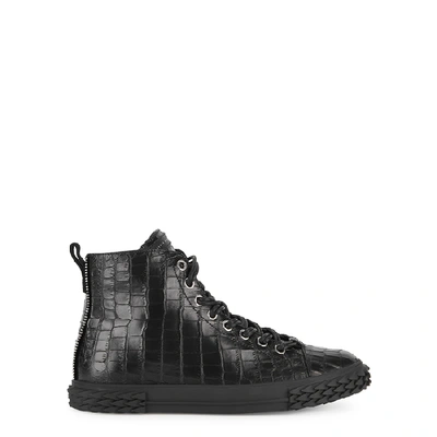 Shop Giuseppe Zanotti Blabber Crocodile-effect Leather Hi-top Sneakers
