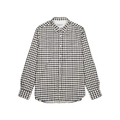 Shop Officine Generale Monochrome Checked Cotton Shirt