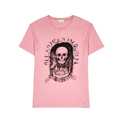 Shop Alexander Mcqueen Pink Printed Cotton T-shirt