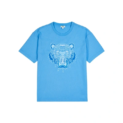 Shop Kenzo Icon Tiger-embroidered Cotton T-shirt In Blue
