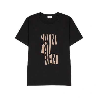 Shop Saint Laurent Black Printed Cotton T-shirt