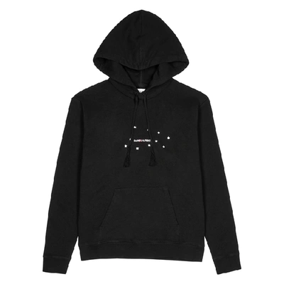 Shop Saint Laurent Black Hooded Cotton Sweatshirt