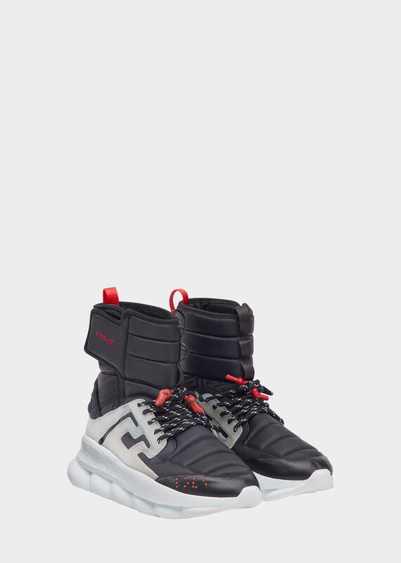 versace chain reaction sneaker boots