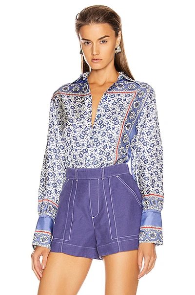 Shop Chloé Chloe Bandana Print Blouse In Blue,paisley,white In Blue & White