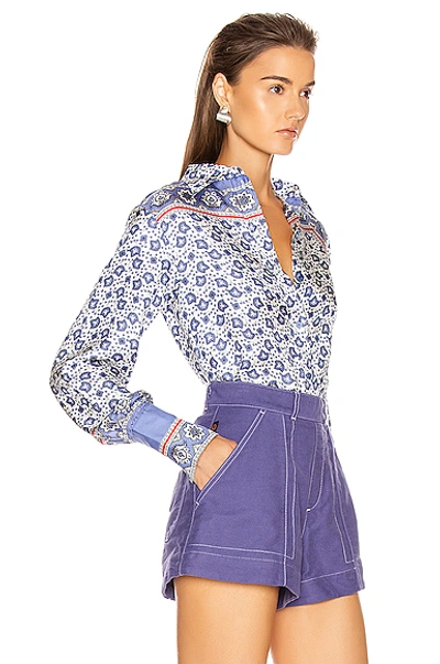 Shop Chloé Chloe Bandana Print Blouse In Blue,paisley,white In Blue & White