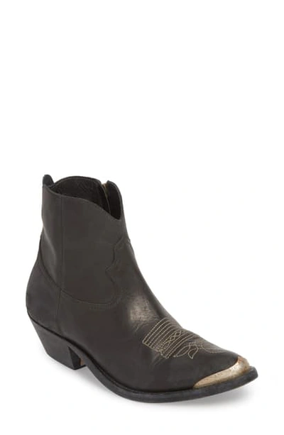 Shop Golden Goose Young Western Bootie In Black Leather