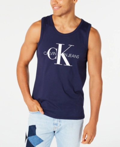 Shop Calvin Klein Jeans Est.1978 Men's Monogram Logo Graphic Tank In Peacoat