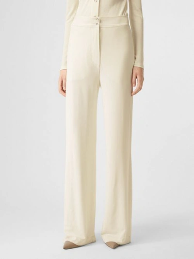 Shop Burberry Jersey Wide-leg Trousers In Off White