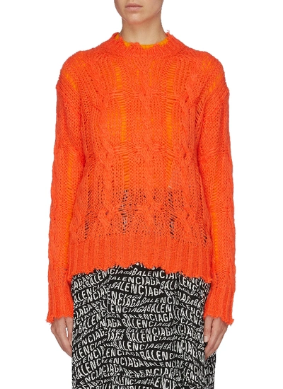 Shop Acne Studios Distressed Edge Open Cable Knit Sweater