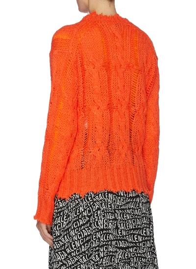 Shop Acne Studios Distressed Edge Open Cable Knit Sweater