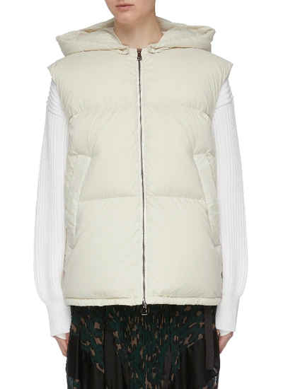 Shop Moncler 'gamble' Hooded Down Puffer Gilet In Neutral