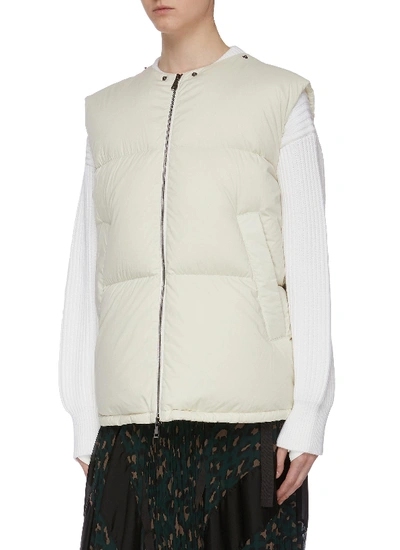 Shop Moncler 'gamble' Hooded Down Puffer Gilet In Neutral