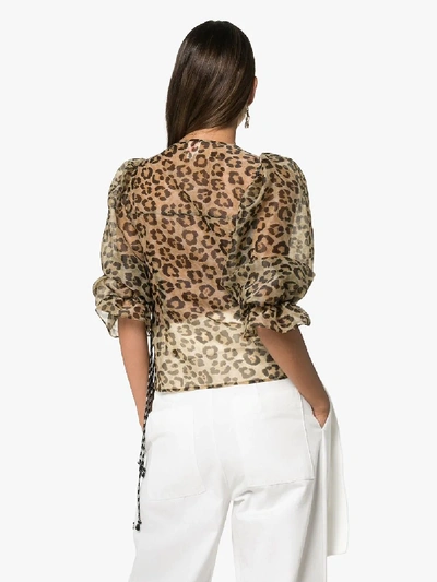 Shrimps Nero Leopard-print Organza Top In Brown